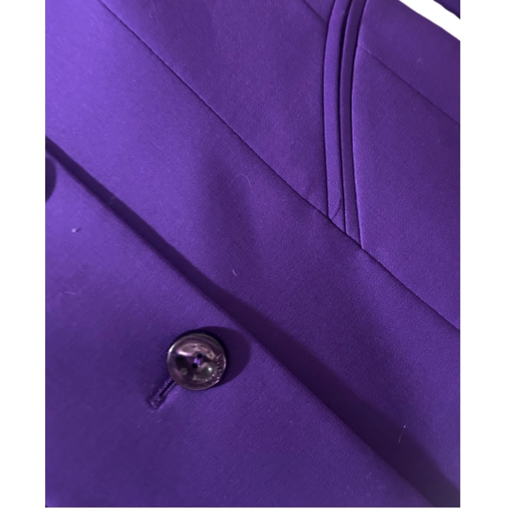 ESCADA Purple Wool Pleated Shoulder Pad Triple Button Blazer Jacket | Size S - Picture 5 of 8